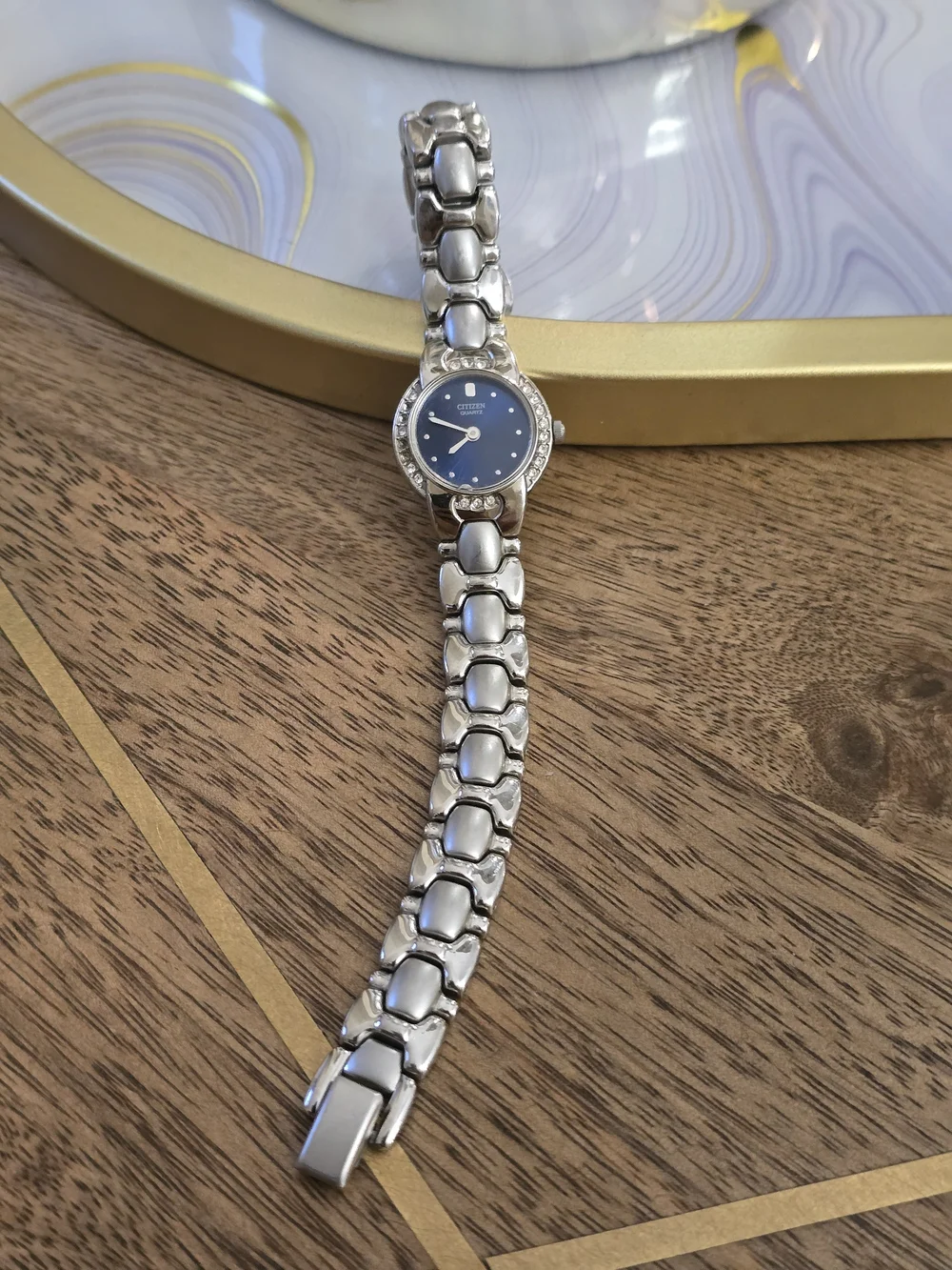 Citizen Quartz Women's Silver Watch with Blue Dial